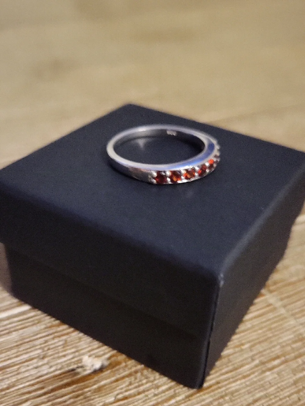 Sterling Silver Garnet Band Ring - Red Gemstone Stackable
